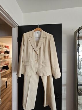cleo Cream Pinstripe Women's Blazer and Trouser Suit